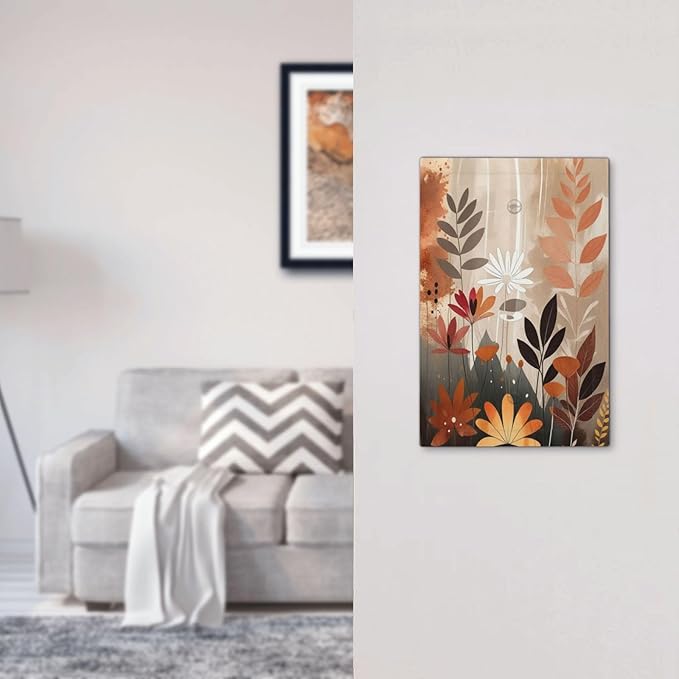Boho Minimalist Vintage Wildflowers Plant Floral Art Watercolor Light Switch Cover Plate 1 Gang Electrical Wall Plates Faceplate Decorative Switch Plate No Device Blank for Bedroom Living Room Decor