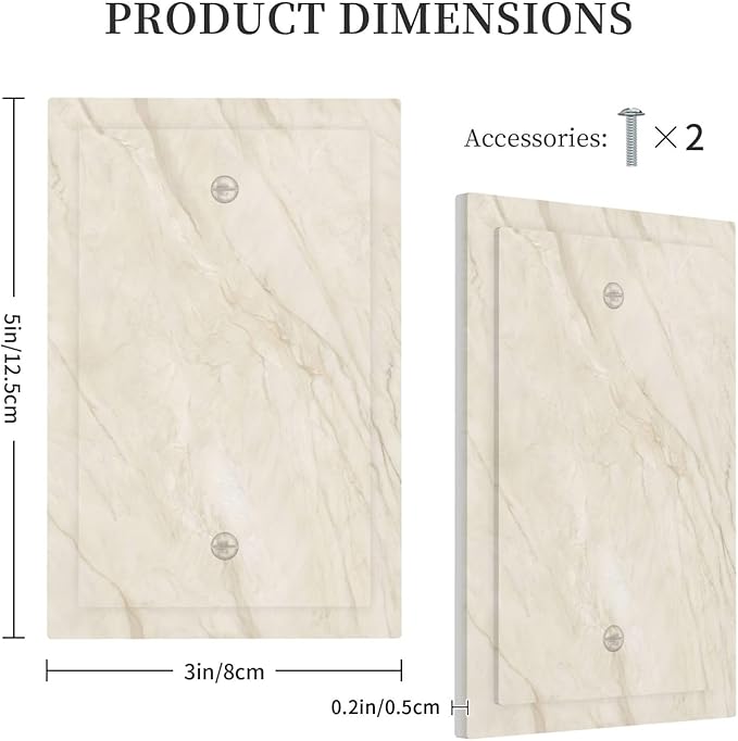 White Taupe Marble Abstract Luxury Light Switch Cover Plate 1 Gang No Device Blank Electrical Wall Plates Faceplate Decorative Switch Plate Covers for Bathroom Kitchen Home Decor