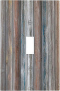 Light Switch Cover Vintage Blue Grey Wood Plank 1 Gang Wall Plate Cover Rustic Country Single Toggle Outlet Covers Decorative Switchplate Electrical Faceplate for Farmhouse Home Decor