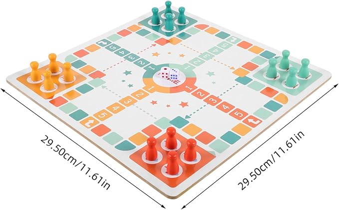 ibasenice 1Set Wooden Chess Board Game for Flying Chess Snakes Ladders Educational Fun for Preschoolers for Learning Activities