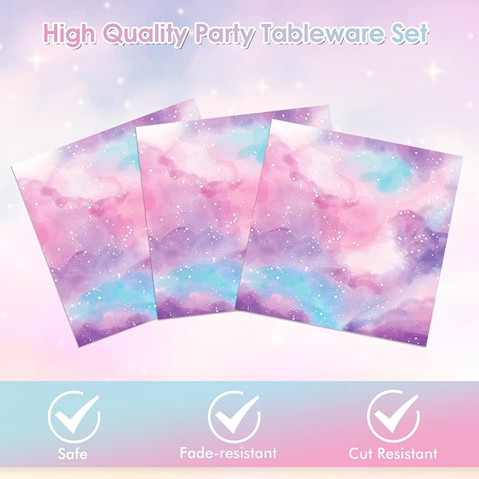 40PCS Starry Galaxy Birthday Party Decorations Galaxy Party Starry Night Supplies Tableware Set Starry Night Solar System Star Plates Napkins for Baby Shower,Disposable Birthday Table Decoration