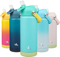 Konokyo Insulated Water Bottle with Straw Lid,18 oz Stainless Steel Vacuum Metal Bottle with Silicone Handle,Twilight Blue