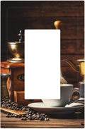 Decorative Light Switch Cover Plate with Vintage Coffee Retro Grinder Artwork Design 1 Gang Rocker Outlet Covers Single Decora Gfci Device Wall Plate for Rustic Kitchen Decor