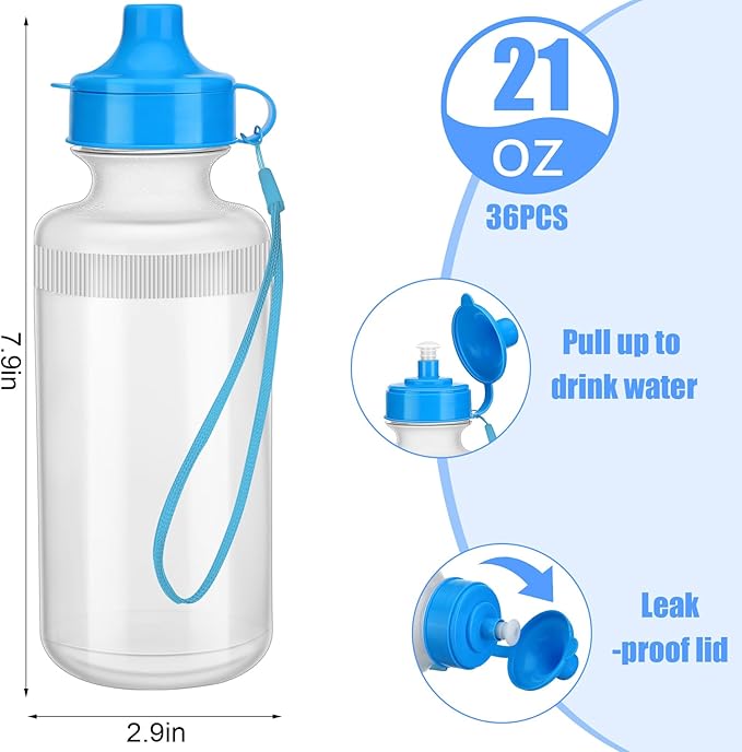 Zubebe 36 Pcs Sports Water Bottles Bulk Squeeze Reusable Bpa-free Plastic Water Bottles End of the Year Gifts Summer Gifts for Students School Travel Hiking Cycling Event Team Gift
