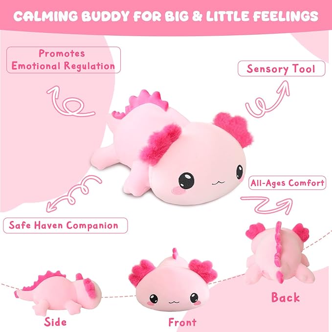 TOYSYM Weighted Stuffed Animals, Axolotl Stuffed Animal with Weighted Beads, Cute Plush Toy Pillow Gifts for Adults Kids Boys Girls