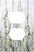 Sage Green Eucalyptus Rustic Country Botanical Leaf Flower Outlet Covers 1 Gang Duplex Light Switch Cover Decorative Switch Plates Electrical Receptacle Faceplate Wall Plate for Farmhouse Bedroom