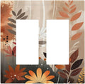 Boho Minimalist Vintage Wildflowers Plant Floral Art Watercolor Decorative Outlet Covers 2 Gang Double Gfci Rocker Electrical Wall Panels Light Switch Cover Plate for Bedroom Living Room