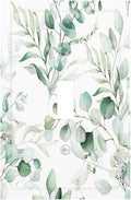 Boho Green Eucalyptus Leaf Floral Plants Flowers Decorative Light Switch Cover 1 Gang Single Toggle Device Electrical Faceplate Switchplates Decorator Outlet Wall Plate for Bed Room Living Room Decor