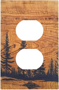 Forest Pine Tree Woodland Woods Grain Decorative Outlet Light Switch Cover 1 Gang Receptacle Duplex Outlet Covers Wall Plate, Unbreakable Polycarbonate Thermoplastic Face Plate Cover(Not Wood)