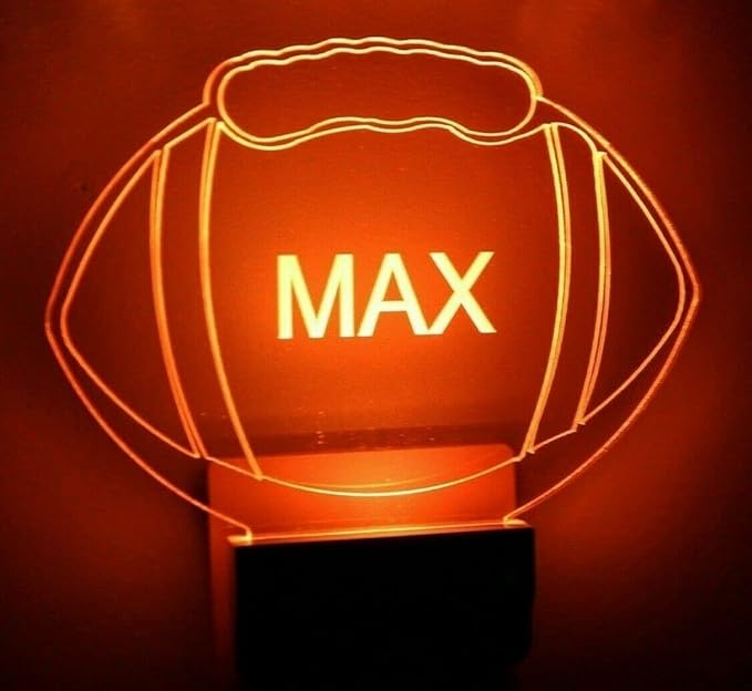 MIRROR MANIA Night Light Multi Color Personalized LED Plug-in, Ultra-Slim Touch Night Light Smart Dusk to Dawn Sensor, Kids Children's Bedroom Kitchen Bathroom Hallway Play Room Variations (Football)