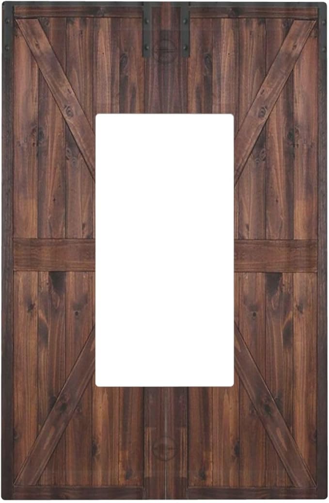 Rustic Barn Doors Vintage Brown Wood Plank Print Decorative Outlet Covers 1 Gang Single Rocker Light Switch Cover Plate Wall Plates GFCI Faceplate for Farmhouse Home Decor