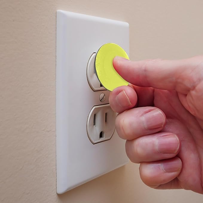 Pure Luminous Yellow Color Outlet Plug Covers - 12/24 Pack Safety Electrical Plug Protectors