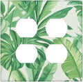 Outlet Covers Tropical Palm Tree Leaf Green Plant 2 Gang Double Duplex Decorative Light Switch Covers Electrical Wallplates Socket Faceplate For Bed Room Living Room Decor
