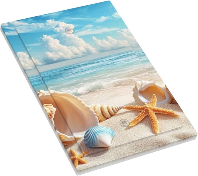 Beach Coastal Seashore Sea Starfish Shell Sand Light Switch Cover Plate 1 Gang No Device Blank Electrical Wall Plates Faceplate Decorative Switch Plate for Bathroom Home Decor