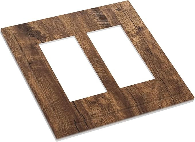 Rustic Old Wood Brown Crack Tree Tumor Print Decorative Outlet Covers 2 Gang Double GFCI Rocker Electrical Wall Panels Light Switch Cover Plate for Farmhouse Home Decor