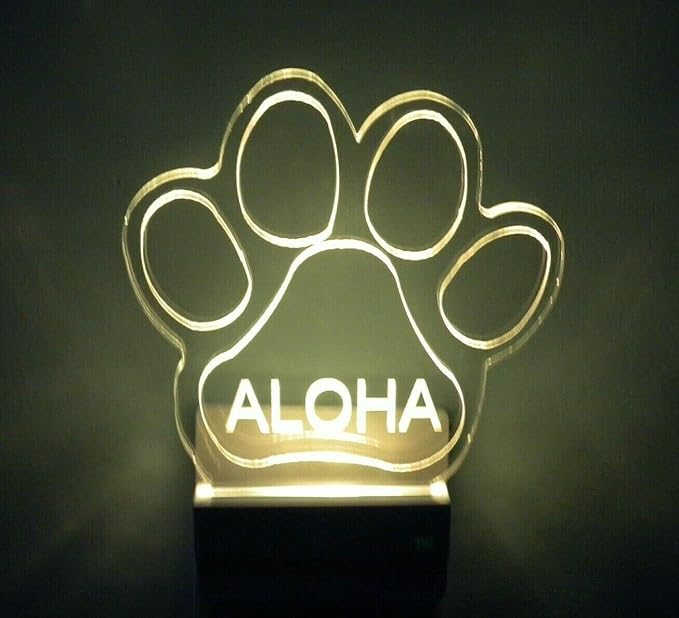 Night Light Multi Color Personalized LED Plug-in, Ultra-Slim Touch Night Light Smart Dusk to Dawn Sensor, Kids Children's Bedroom Kitchen Bathroom Hallway Play Room Variations (Paw Print)