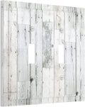 Grey White Wood 2 Gang Double Toggle Light Switch Cover Decorative Wall Plate Faceplate for Kids Boys Girls Bathroom Home Living Room Decor 5" x 4.9