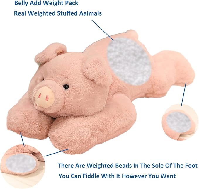 Doireum Weighted Pig Stuffed Animal, 6.2 lbs Plush Toy Throw Pillow, 29.5 Inch - Gifts for Boys and Girls