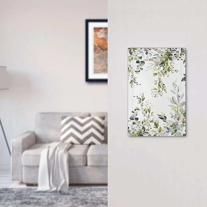 Eucalyptus Sage Green Leaf Plant Floral Light Switch Cover Plate 1 Gang No Device Blank Electrical Wall Plates Faceplate Decorative Switch Plate for Bedroom Living Room Decor