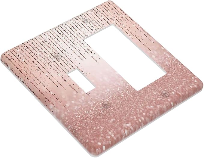 Pink Glittery Bling 2 Gang Single Toggle/Rocker Combination Light Switch Cover Decorative Wall Plate Faceplate Boys Kids Teen Girl Bedroom Room Decorate 4.5" x 4.5