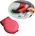 OFBAND Magnetic Sunglass Holder for Car Visor,PU Leather Car Sunglass Holder Organizes Glasses Tickets Cards & Keeps Car Tidy,Universal Car Accessories Interior (Red)