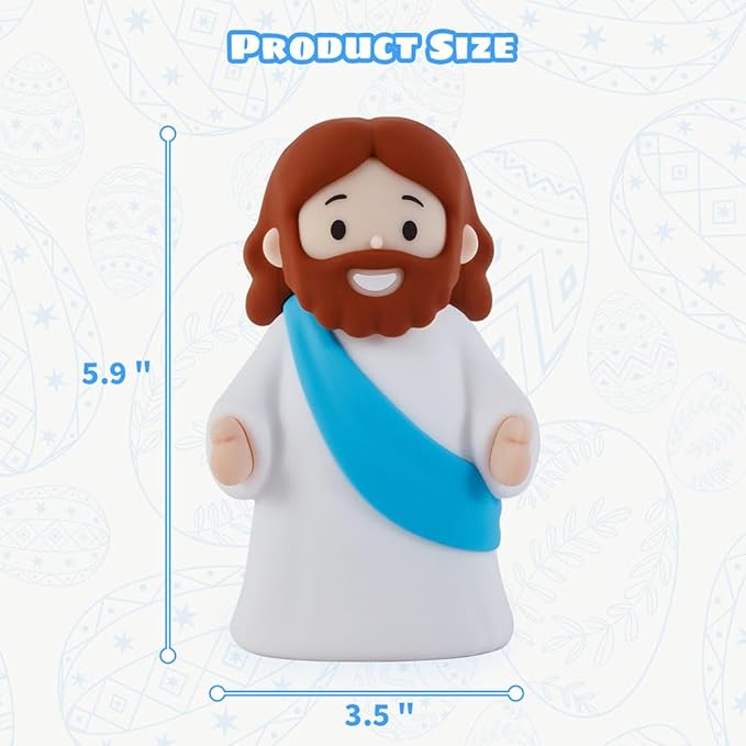magical JD Little Jesus Night Light, Mini Silicone Jesus Lamp, Dimmable Rechargeable Touch Bedside Lamp for Nursery & Kids, Ideal Religious Gift for Christmas, Easter and Baptism (Blue)