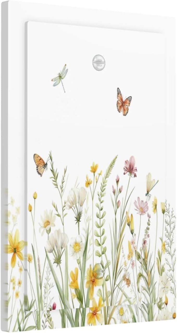 Colorful Wildflowers Dragonfly Butterfly Floral Light Switch Cover Plate 1 Gang No Device Blank Electrical Wall Plates Faceplate Decorative Switch Plate Covers for Bedroom Living Room Decor