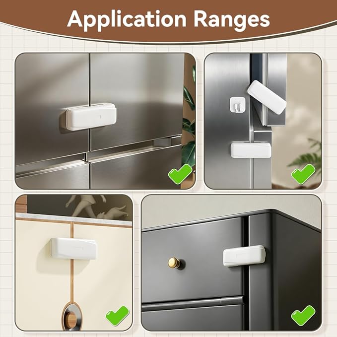 SAFELON 6 Pcs Baby Safety Fridge Locks, Childproof Cabinet Locks, Cabinet Cupboard Locks for Kids, Double Door Refrigerator Locks.