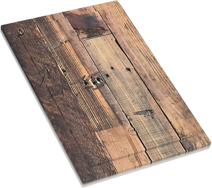 Rustic Brown Wood Plank Vintage Country Wooden Board Light Switch Cover Plate 1 Gang No Device Blank Electrical Wall Plates Faceplate Decorative Switch Plate for Farmhouse Home Decor