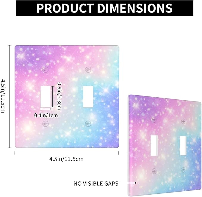 Pink Blue Galaxy Double Light Switch Cover Plates Decorative 2 Gang Wall Plate Double Toggle Lightswitch Cover