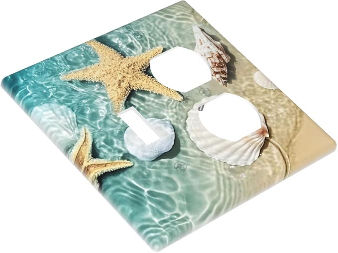 Wallplates Beach Starfish Ocean Conch Cameo Shell 1 Toggle 1 Duplex Switch Plate Electrical Gfci Faceplate Decorative Light Switch Covers For Decor Kids Room Decor