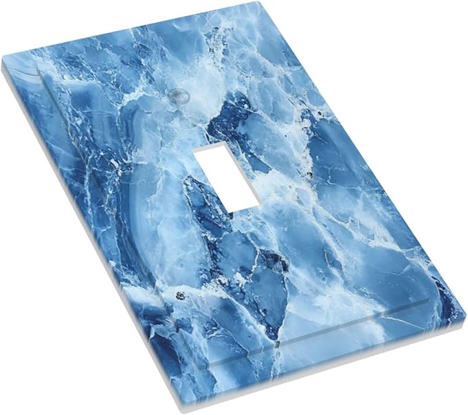 Outlet Covers Blue Marble Abstract Luxury Modern 1 Gang Duplex Light Switch Cover Plate Decorative Wall Plates Electrical Switchplate Receptacle for Bathroom Bedroom Decor（2 Pack）