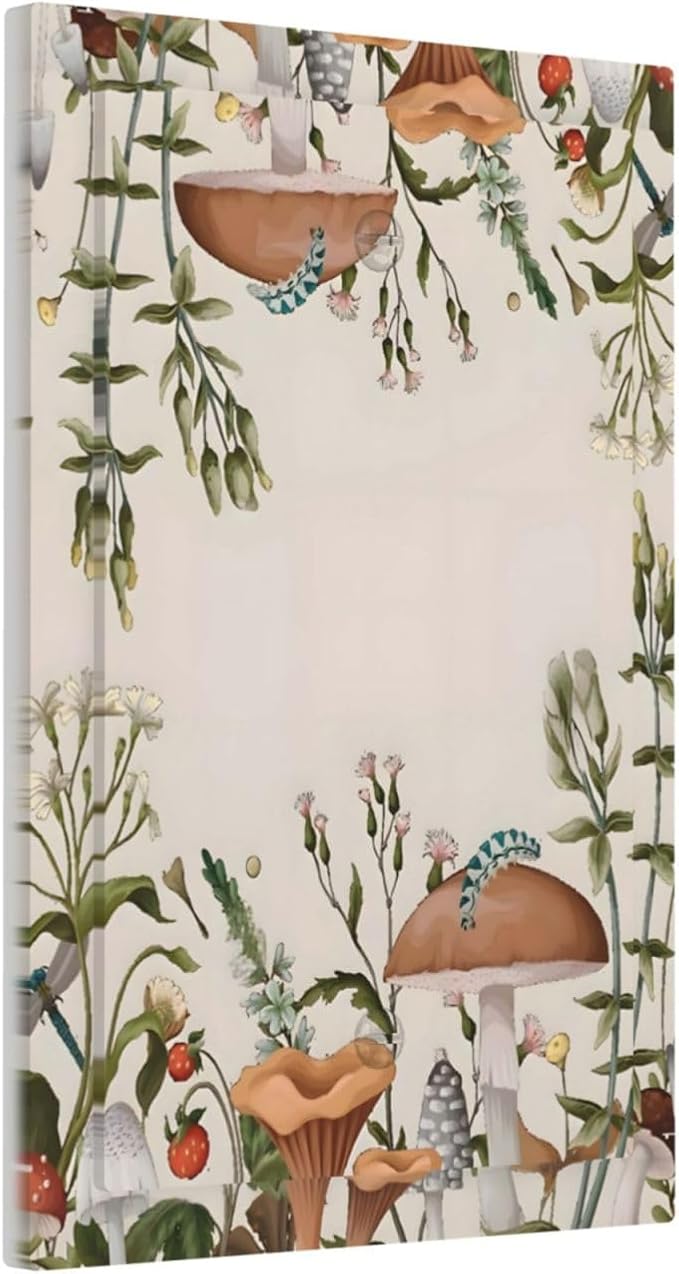 Boho Mushroom Forest Plants Wildflowers Insects Light Switch Cover Plate 1 Gang No Device Blank Electrical Wall Plates Faceplate Decorative Switch Plate for Kids Room Home Decor