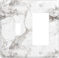 White And Gray Marble Patterns Texture Abstract Print Outlet Covers 1 Toggle 1 Rocker Combination Decorative Wall Plate Electrical Switch Plates Light Switch Cover Plate for Bathroom Kitchen Decor