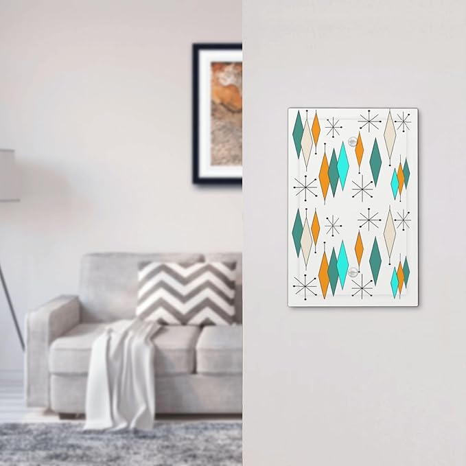 Modern Geometric Atomic Diamond Art Decorative 1 Gang No Device Blank Wall Plate Funny 50S 60S Mid Century Oversize Electric Unused Receptacle Decorator/Gfci Light Outlets/Switches Face Plate Cover