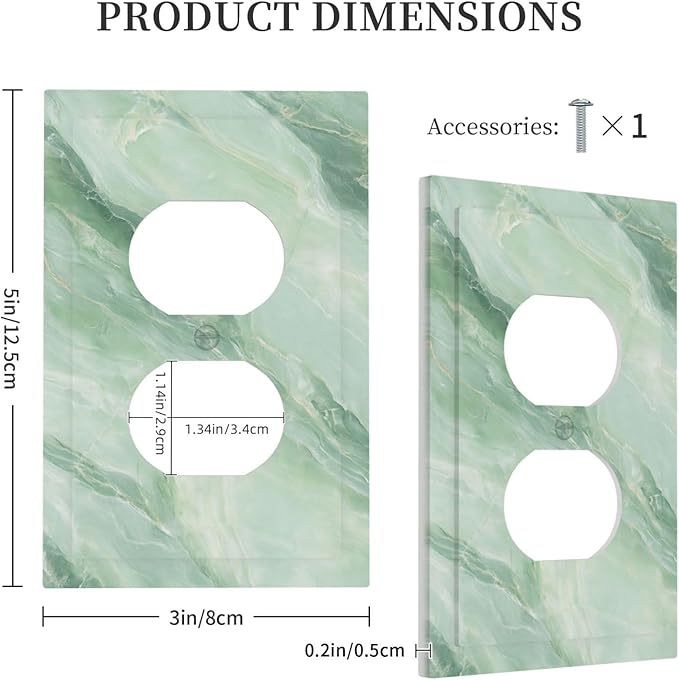 Outlet Covers Green Marble Pattern 1 Gang Duplex Light Switch Cover Plate Decorative Switch Plate Covers Electrical Socket Cover for Home Bedroom Decor