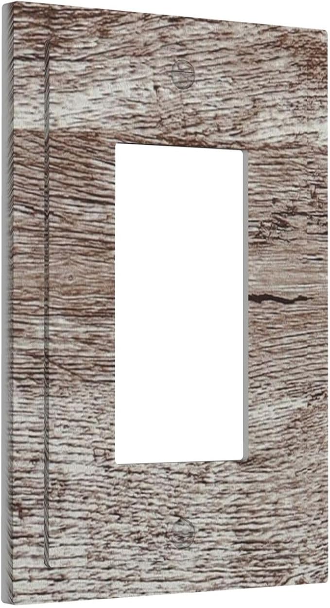 Outlet Covers Rustic Dark Grey Wood Plank Vintage Texture 1 Gang Single Rocker Light Switch Cover Plate Decorative GFCI Wallplates Socket Cover Electrical Switch Plate Covers for Farmhouse Home