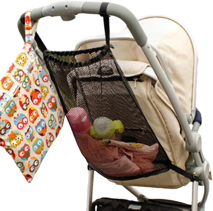 Universal Stroller Organizer, Universal Baby Stroller Hanging Mesh Pocket with Detachable Straps, Infant Prams Storage Organizer Bag