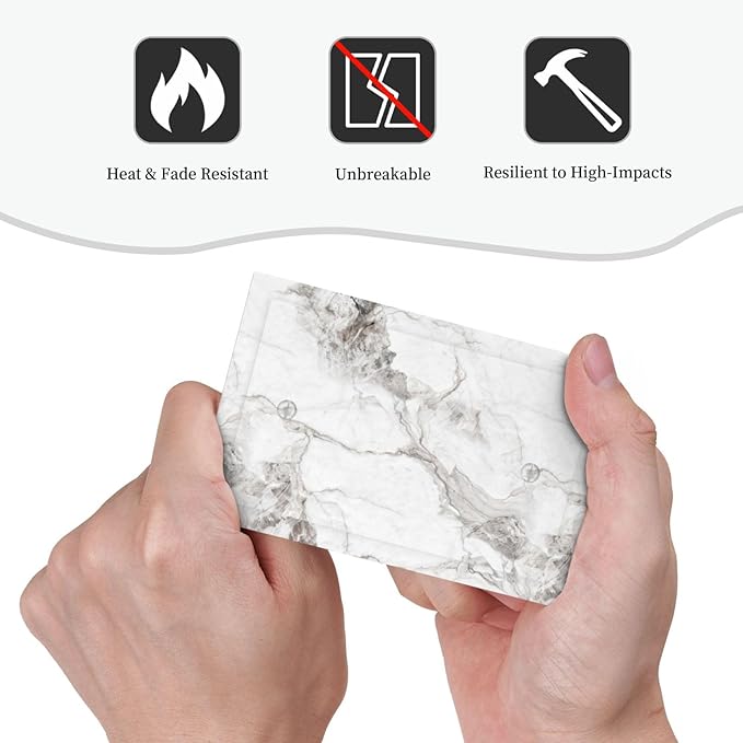 White And Gray Marble Patterns Texture Abstract Print Light Switch Cover Plate 1 Gang No Device Blank Electrical Wall Plates Faceplate Decorative Switch Plate Covers for Bathroom Kitchen Decor