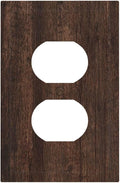 Decorative Outlet Covers with Rustic Dark Wood Grain & Vintage Style Design 1 Gang Duplex Light Switch Cover Plate Unique Wall Plates Switchplate Cover for Kitchen/Living Room