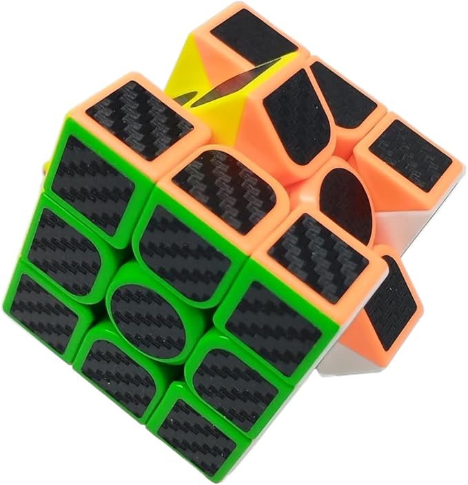 AHYUAN 3x3 Speed Cube Black Magic Cube Carbon Fibre Stickers Problem-Solving Brain Teaser Cube Toys Game Color-Matching Puzzle Fidget Toy Sensory Puzzles Stocking Stuffers for Kids Adults