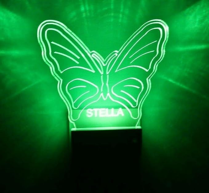 Night Light Multi Color Personalized LED Plug-in, Ultra-Slim Touch Night Light Smart Dusk to Dawn Sensor, Kids Children's Bedroom Kitchen Bathroom Hallway Play Room Variations (Butterfly)