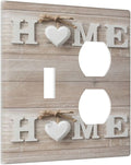 Family Vintage Country Wooden 2-Gang 1-Toggle 1-Duplex Device Combination Wallplate Sweet Home White/Brown Wood Sign Letter One Toggle Switch and One Duplex Receptacle Outlet Combo Light Switch Cover
