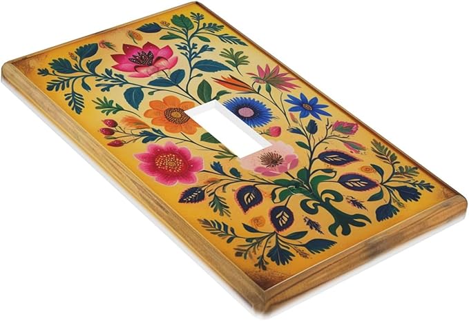 Decorative Art Light Switch Covers ColorFul Blooms Single Toggle Wall Plate Decorative Switchcover Electrical Switchplate for Home Decor