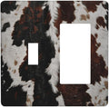 Cowhide Print Abstract Animal Fur Rustic Outlet Covers 1 Toggle 1 Rocker Combination Decorative Wall Plate Electrical Switch Plates Light Switch Cover Plate for Farmhouse Home Decor