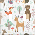 Cartoon Animal Deer Bear Fox Light Switch Cover Decorative Double Toggle Plastic Wall Plate Outlet Cover for Women Girls Bedroom Kitchen Living Room Decor 4.5 * 4.5