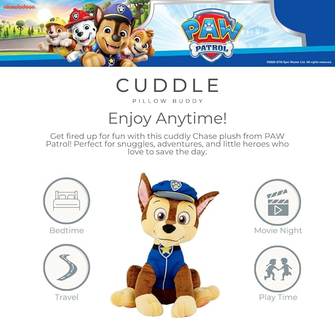 Paw Patrol Chase Kids Bedding Super Soft Plush Cuddle Pillow Buddy, One Size, By Franco