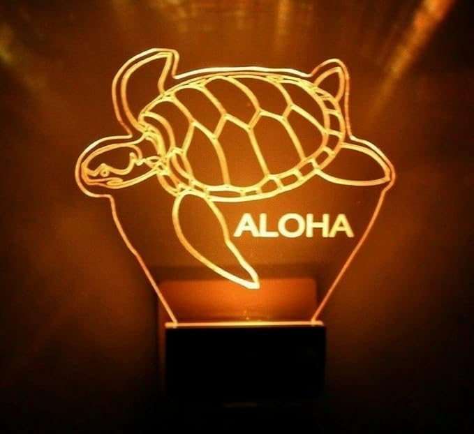 Night Light Multi Color Personalized LED Plug-in, Ultra-Slim Touch Night Light Smart Dusk to Dawn Sensor, Kids Children's Bedroom Kitchen Bathroom Hallway Play Room Variations (Sea Turtle)
