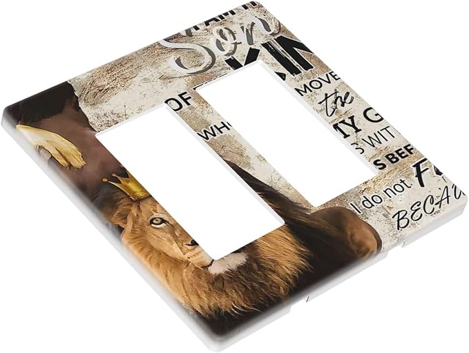 Quotes African Man Afro Lion 2 Gang Double Rocker/Decora Light Switch Cover Decorative Outlet Wall Plate Electrical Faceplate Home Family Art Decor Screwless