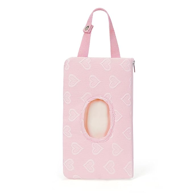 Quilted Baby Wipe Holder Quilted Wipe Pouch Portable Hanging Floral Wet Wipes Bag for Car, Stroller